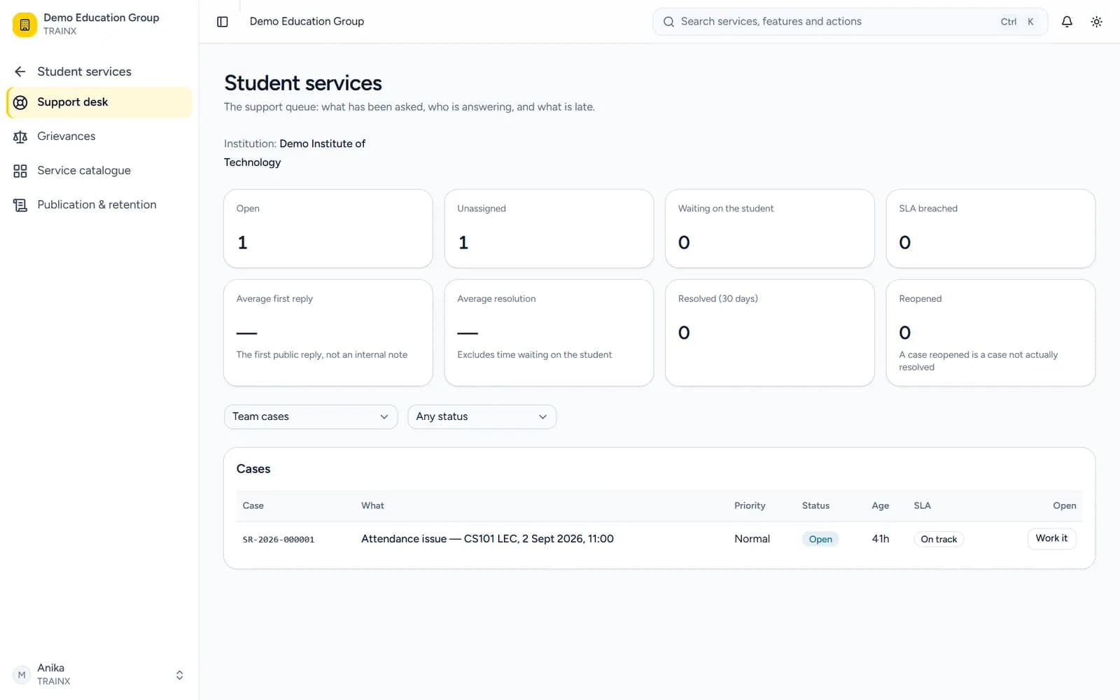 Student services desk